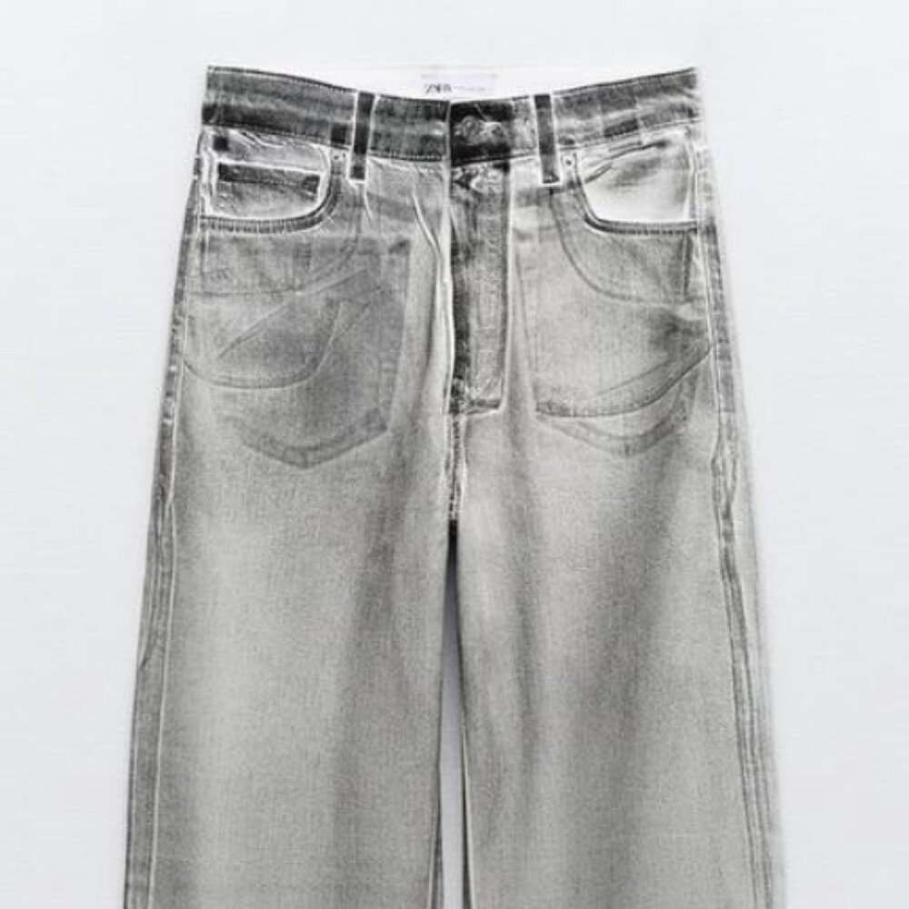 Zara TRF Metallic Mid Rise Denim Black